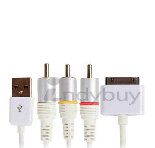 Composite Video to TV RCA AV USB Cable Charger for iPhone 4S 4 iPad 3 2 Touch